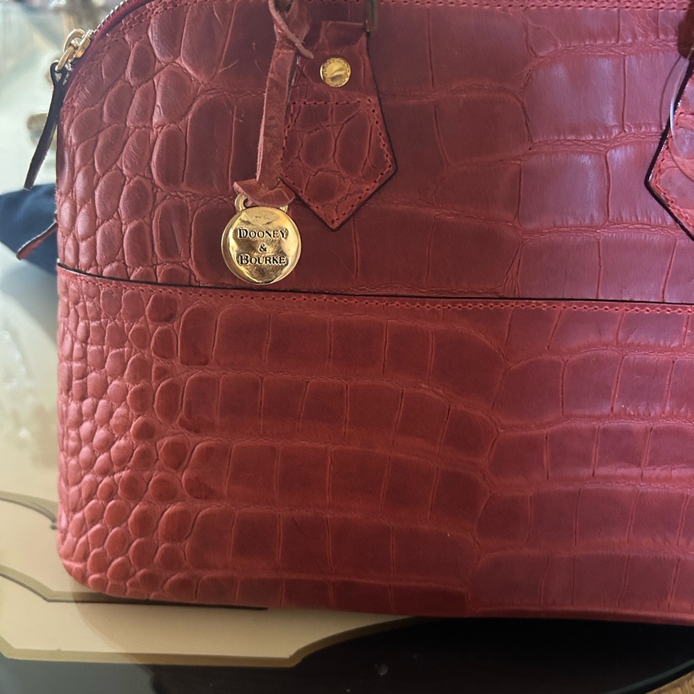 Dooney & Bourke Red Crocodile-Embossed Tote - Picture 2 of 5